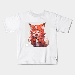 chibi scream angry fox girl Kids T-Shirt